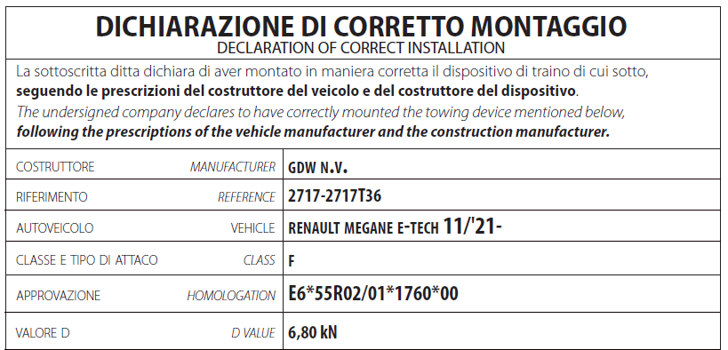 © France Attelage - Extrait notice GDW2717 Renault Megane E-Tech